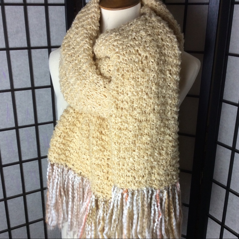 Handknit Fringed Yellow Scarf!